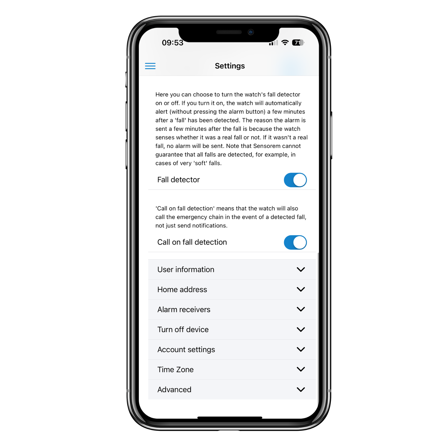 2. Fall larm app bilder (Engelska)