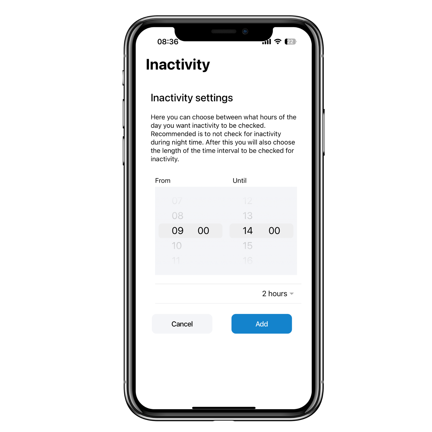 2. Inaktivitetslarm - Engelska -(app bilder)
