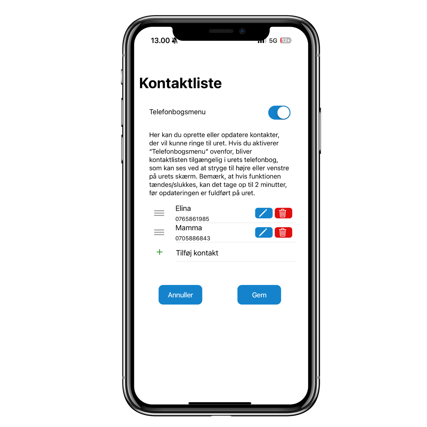 2. Kontaktlista (app bilder danska)