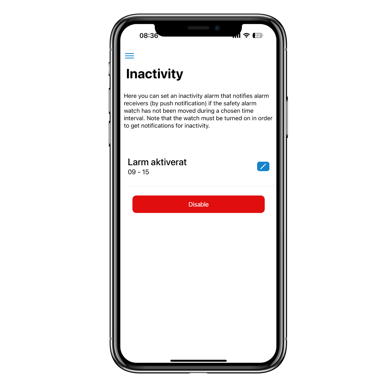 3. Inaktivitetslarm - Engelska -(app bilder)