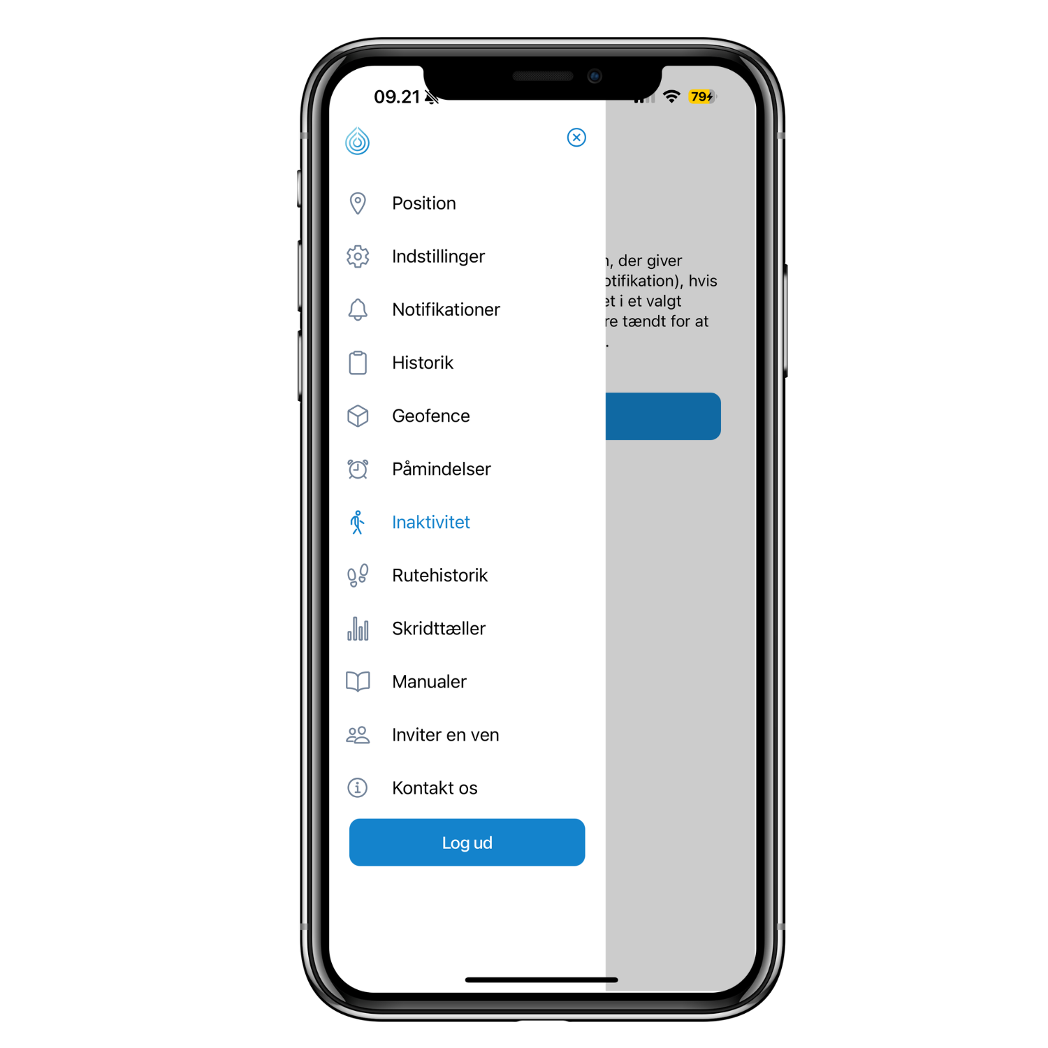 2. Inaktivitetslarm - App bild danska