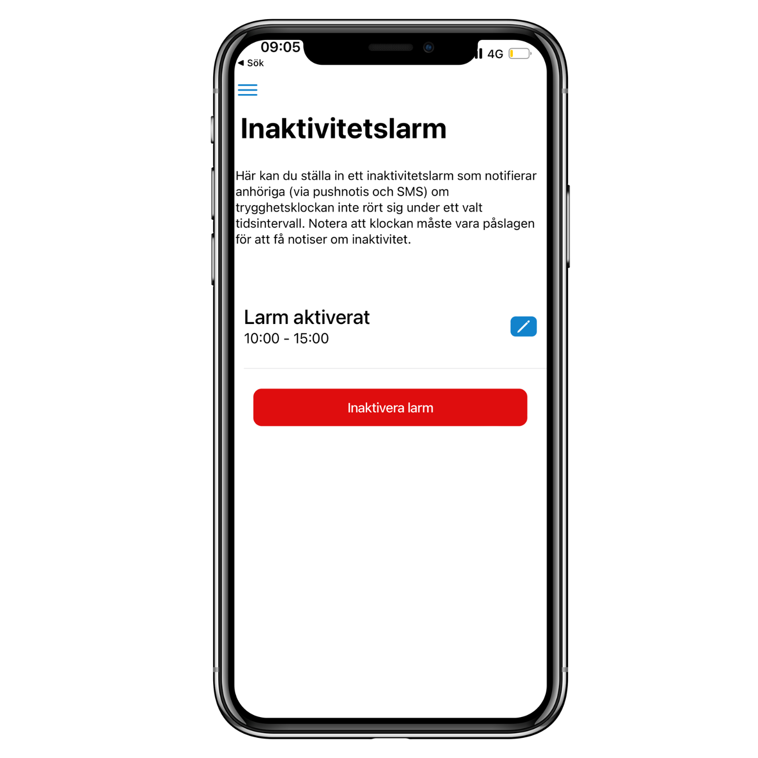 Sensorems trygghetslarm kan larma när man blivit oväntat inaktiv eller stilla