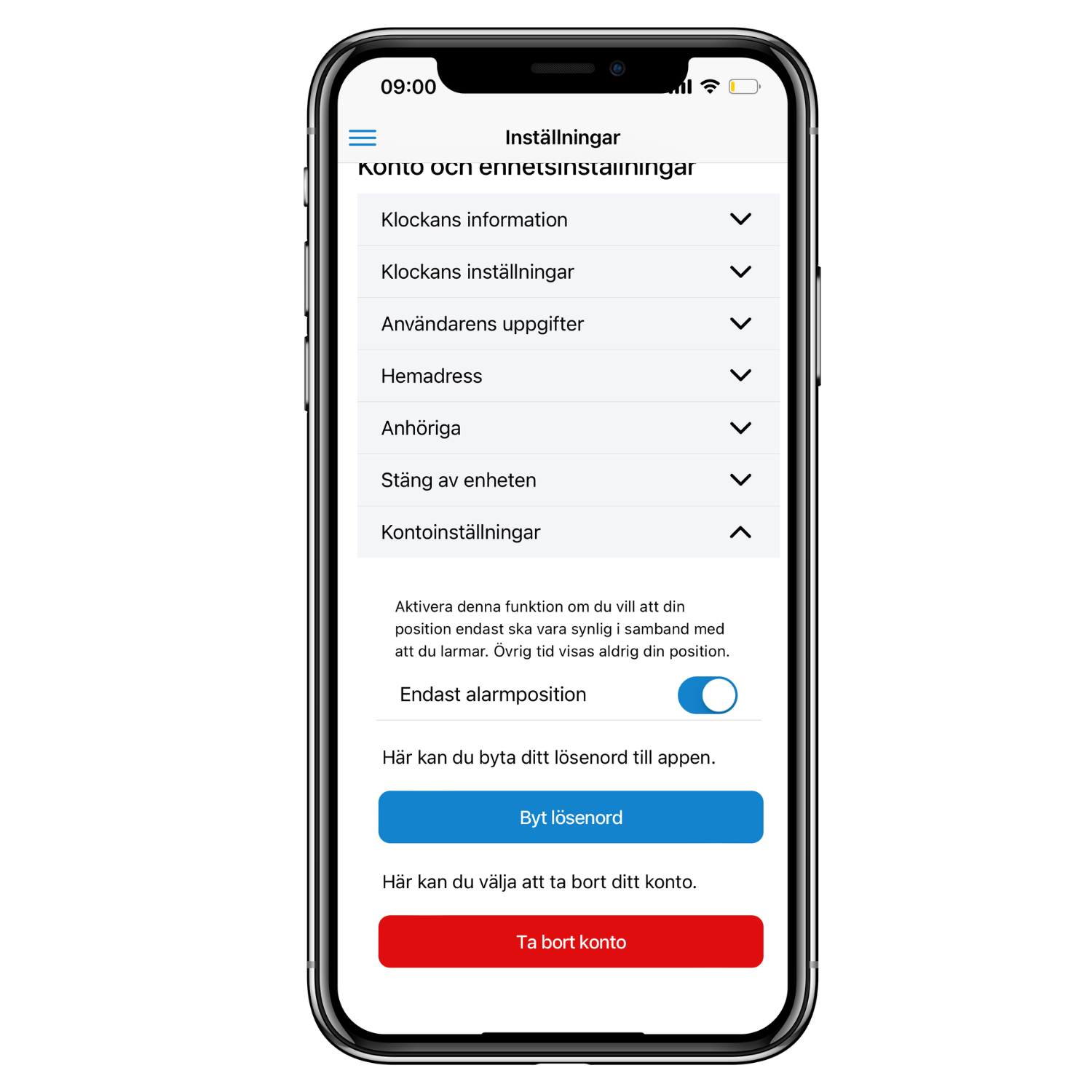 Sensorems trygghetslarm i GPSklocka med geo-staket ökar tryggheten för seniorer och fungerar utomhus och överallt. Enkel användning med en app